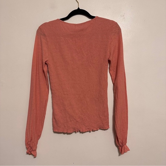 Nation LTD Bunny Smocked Long Sleeve Top in Geranium Pink size Small - Picture 7 of 7